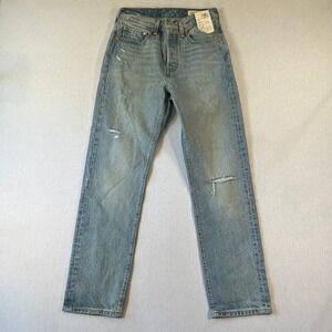 NEW Levis Premium 501 Jeans Men 26x30 Original High Rise Distress Light Wash NWT